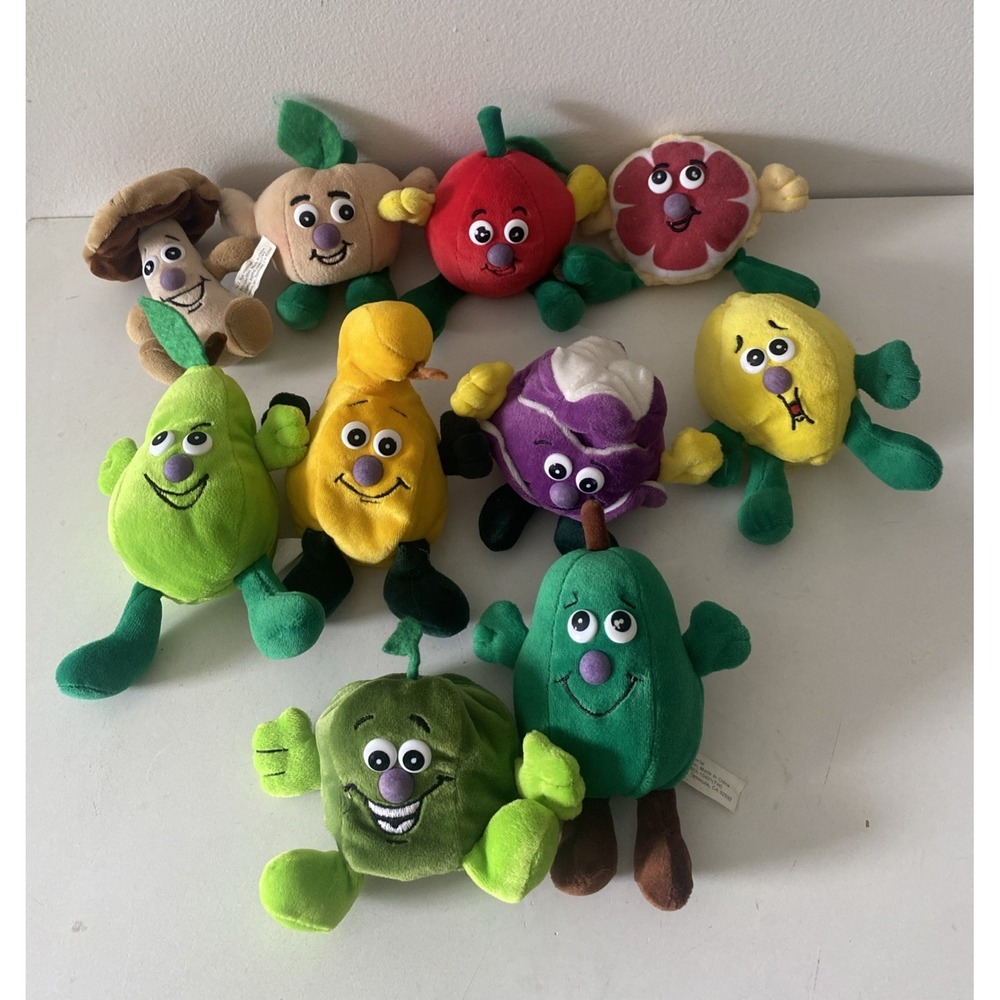 Vintage Anthropomorphic Vegetable Plush Lot 10 fruits and Veggie Beanies